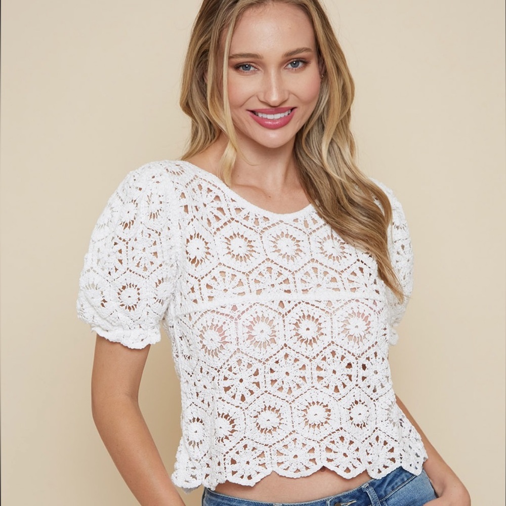 Women’s Ivory Crochet Crop Top